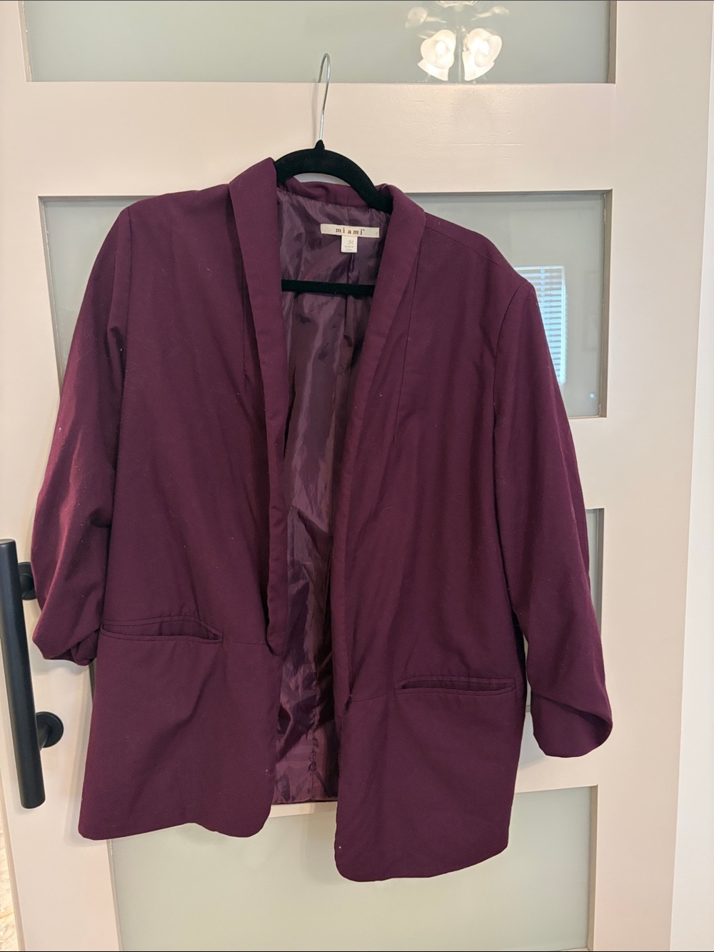 miami Plum Open-Front Shawl Collar Blazer